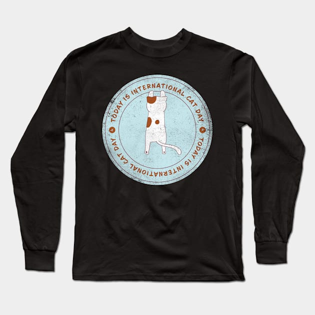 Today is International Cat Day Badge Long Sleeve T-Shirt by lvrdesign